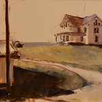 The Homestead, Justin Collamore, Oil and purple Watercolor Pencil, 10" x 20", $670