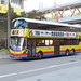 Citybus 8820 (WV 4648) on route 79X is passing through Sham Mong Road , public housing development area , for Fanling after leaving Tonkin Street West bus terminus .