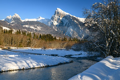 Aiguille de Criou and Le Giffre river, Morillon, French Alps, Haute-Savoie, France