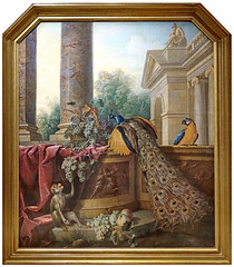 Paon, singe fruits et bas-relief de F. Desportes (Château de Versailles) - Photo of Buc