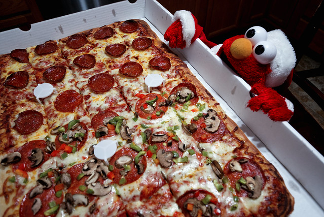 December 22 - Elmo is ready for a big Christmas pizza