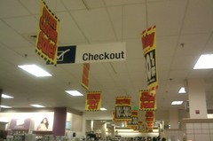 Typical Sears overhead liquidation signs
