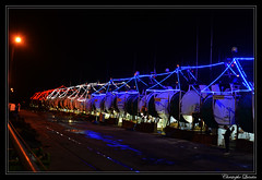 Chalutiers de l'armement Porcher dans le port du Légué, illuminés pour les fêtes de fin d'année
