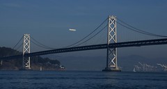 Zeppelin over the San Francisco - Oakland Bay Bridge