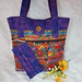 CANDACE Quilted Tote Bag  $70  -  Laurel Burch cats in stripe pattern.  Large, cross-body, matching mask.  Click here for more info.