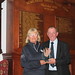 Jen Anderson (Captain Newcastle United Golf Club) receiving a memento frrom Marcus Chisholm (Chairman NDGL) as the first Lady to be a Captain in The Newcastle & District Golf League.