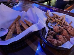 Fried mozzarella sticks and chicken tenders & french fries at Hopland Tap