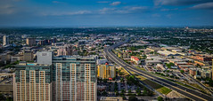Aerial view of hotels along I-37 viewed from the Tower of the Americas - San Antonio TX