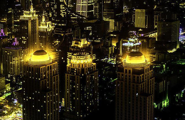 Night view of Bangkok city lights from the Baiyoke Tower, Bangkok, Thailand. 525-Edita