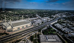Aerial view of the Alamodome viewed from the Tower of the Americas - San Antonio TX