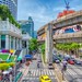 BTS Skytrain public transport over Ratchadamri road in Bangkok, Thailand