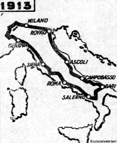 1913 - Il Percorso del Giro 1913