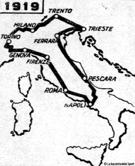 1919 - Il Percorso del Giro 1919