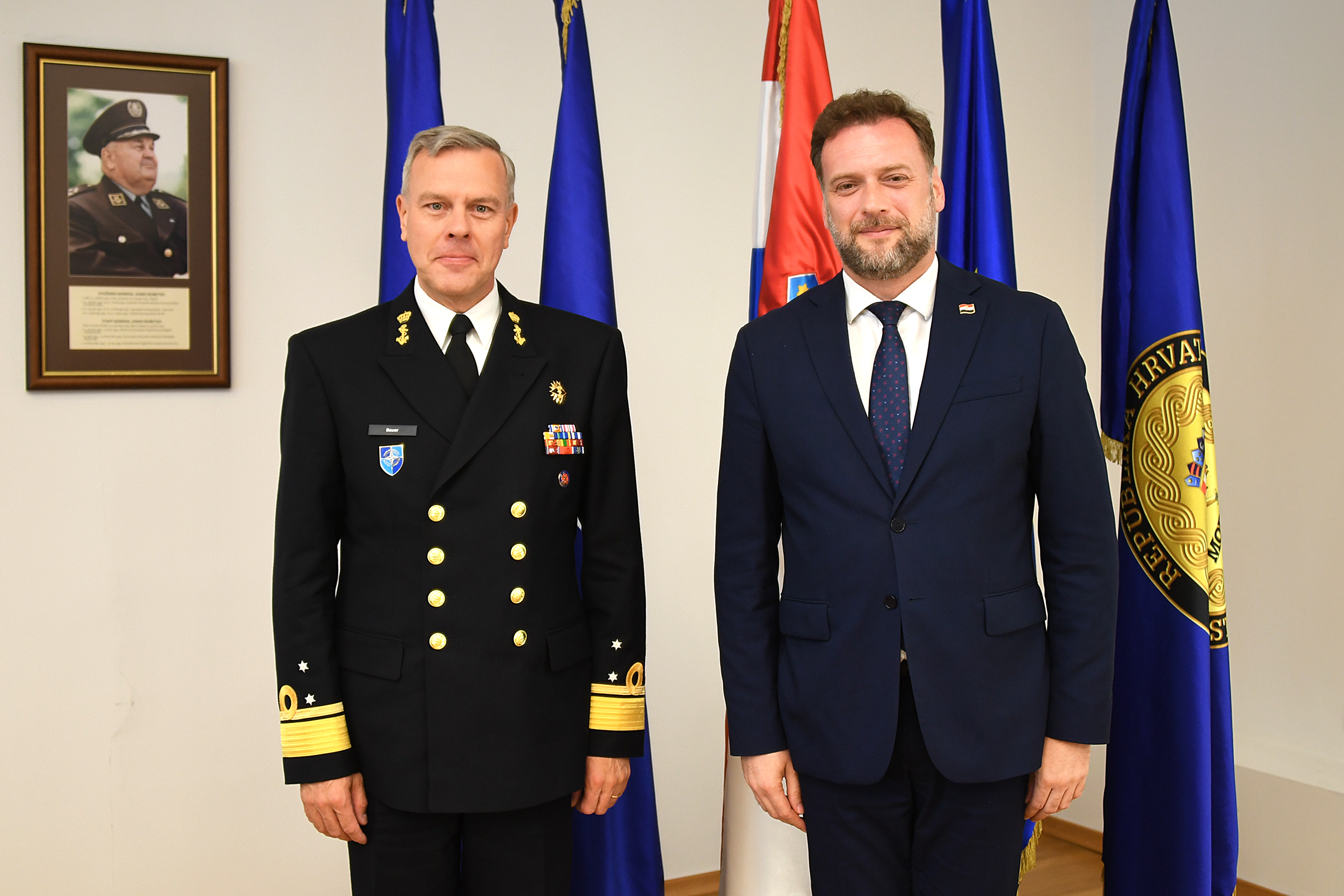 Sastanak ministra obrane Banožića i predsjedavajućeg Vojnog odbora NATO-a admirala Bauera