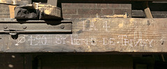 Inscription à la craie « La 4, ⌀490, St-Pierre-de-Trivisy »