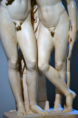 George Rennie (1801 or 1802-1860) - Cupid Rekindling the Torch of Hymen - front, abdomens downward (Victoria & Albert Museum, London, May 2022)