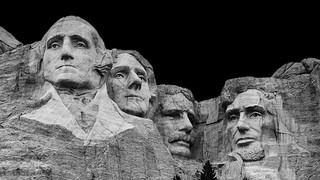 George Washington, Thomas Jefferson, Theodore Roosevelt, and Abraham Lincoln