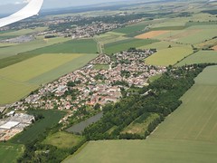 Overview of the town of Juilly, France, from flight Air France 1619 from Frankfurt (FRA) to Paris (CDG)