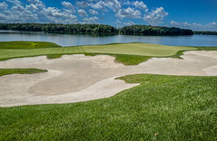 Sand bunkers guarding Hole #18 at Robert Trent Jones Golf Club on Lake Manassas - Gainesville VA