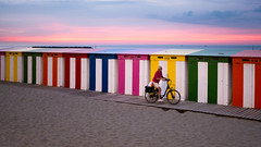 Cabines de plage de Malo-les-bains au coucher de soleil
