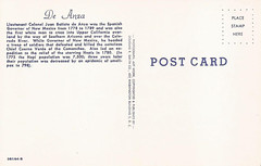 Albuquerque, NM - vintage postcard (reverse side) of the De Anza Motor Lodge on U.S. 66 - 1950's