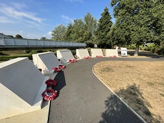 Decorated memorials at Pegasus Bridge Museum, Ranville