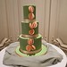 Abstract Three Tiered green Iced Wedding Cake