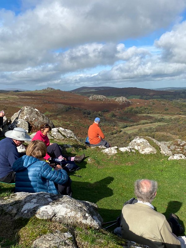 Lunch at Holwell Tor, looking toward Hound Tor and Greator Rocks - before the rain came!