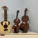 My handmade stringed instruments   1/2 Violin  1/8 Violin  21” Pineapple Ukulele  (with Lion King pattern)