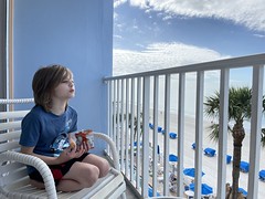 Enjoying a snack on the balcony, St. Pete.