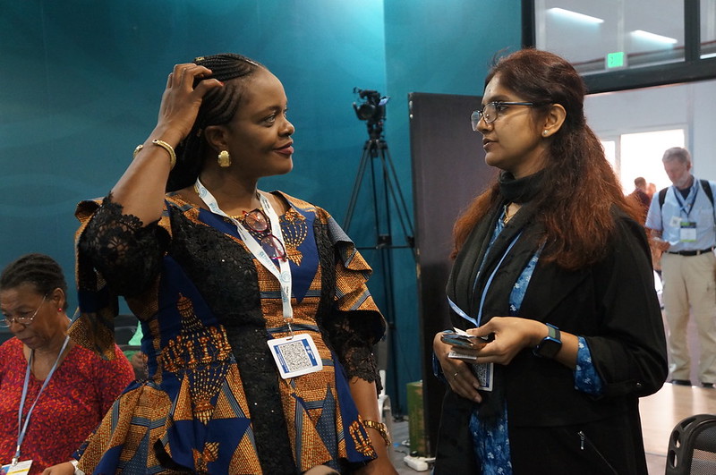Rahma Adam and Rumana Peerzadi Hossain at the 27th United Nations Climate Change Conference (COP27). Photo by Aniss Khalid, WorldFish.
