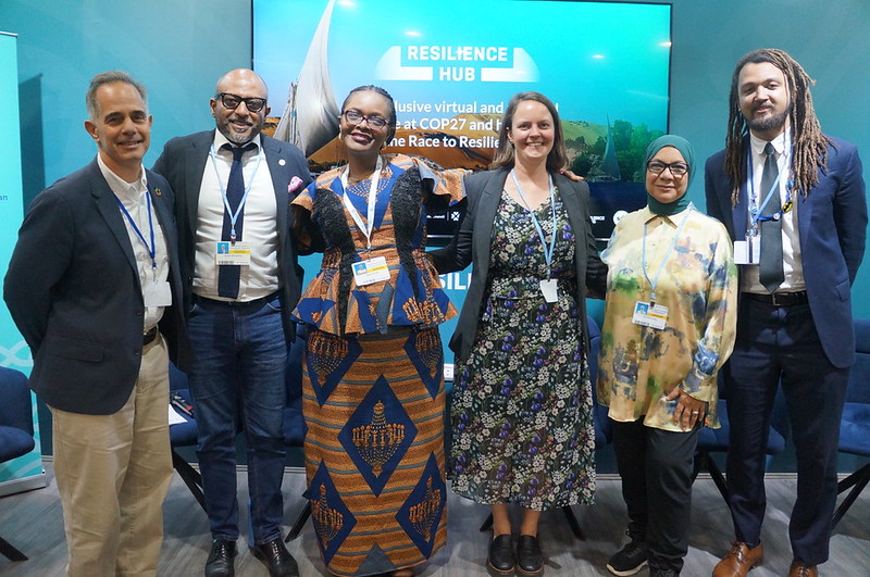 Panelists of a WorldFish co-led event at the 27th United Nations Climate Change Conference (COP27). Photo by Aniss Khalid, WorldFish.