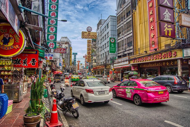 Yaowarat road in Chinatown in Bangkok, Thailand