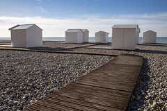 Beach cabins on pebbles