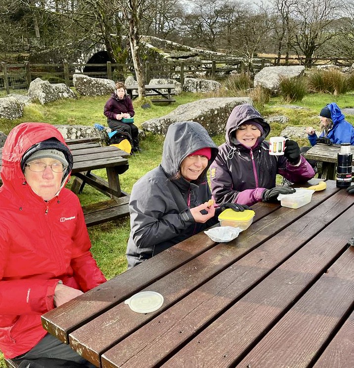 Lunch at last for some very chilly walkers!