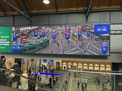 LCD display at Basel SBB showing departing trams - Photo of Hagenthal-le-Haut