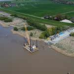 Site for the bridge over the Ems at Weener - the new bridge is being built