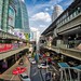 Asoke BTS Skytrain station next to Terminal 21 shopping mall in Bangkok, Thailand