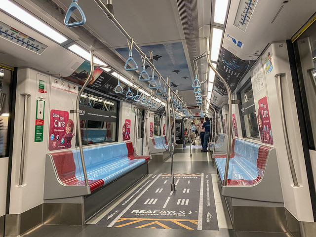 Inside MRT train in Singapore