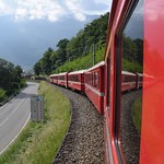 Rhätische Bahn crossing the Italy-Switzerland border close to Tirano