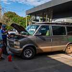Paraguay 070 - San Bernardino - Pablo trying to fix the car