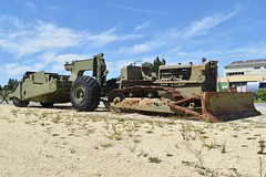 US Army WW2 Dozer with earth moving scraper. Normandy Victory museum