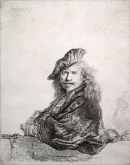 Autoportrait appuyé sur un muret de pierre de Rembrandt (musée d-art de Fontevraud) - Photo of Cinais