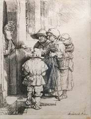 Joueur de vielle aveugle et sa famille recevant l-aumône de Rembrandt (musée d-art de Fontevraud) - Photo of Cinais