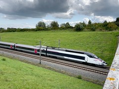 TGV Réseau heaading south west at speed on the high speed line at Antoing