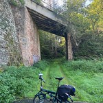 Birdy bike in front of an abandoned rail bridge, near Grävenwiesbach