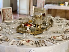 Table setting with English style dishes