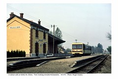 Selles-St-Denis station looking towards Romarantin, with railcar. 14.4.91