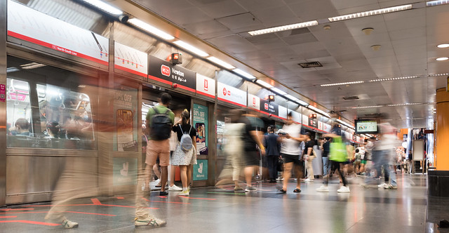 Commuters on Singapore's MRT