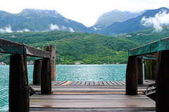 Wooden Jetty at Lake Annecy (Lac d'Annecy), Haute-Savoie, France